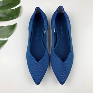 Rothys The Point Knit Flats Deep Ocean Blue Camo Sole Women's 8.5